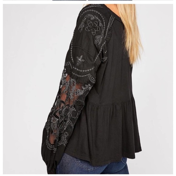 Free People Embroidered Penny Tee Sz S - Picture 4 of 9